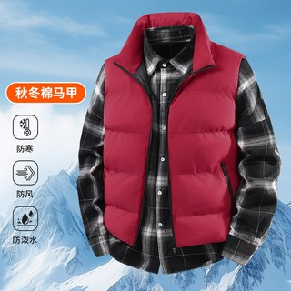 立領鋪棉保暖馬甲背心，韓版寬鬆防風大尺碼外套，商務休閒背心