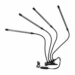 生活小集 LED全光譜夾式植物燈，多頭防水記憶長條型，多肉植物生長燈，台灣現貨, 黑色