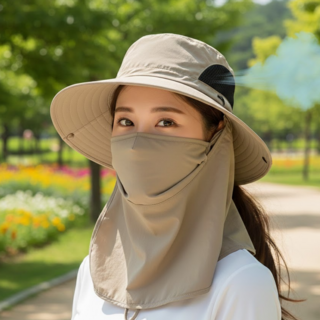 이브유 햇빛가리개 모자 자외선 차단, 베이지