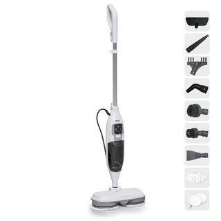 샤크 모델 올인원 7종 고온 스팀 청소기 길이조절 | 아기 반려동물 안심 130도 살균 회전 물걸레, 흰색