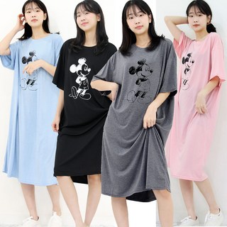 하랑이플 디즈니 정품 미키마우스 오버핏 원피스 반팔 긴팔 피치기모 잠옷원피스 빅사이즈원피스 홈웨어 이지웨어