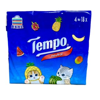 【現貨】Tempo無香4層紙手帕7抽 極吸萬用廚紙抽取式 貓福奢羽三層衛生紙80抽 貓福衛生紙 貓福, 1個, 18個裝