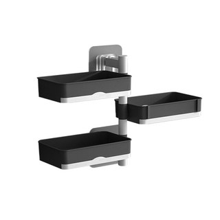 旋轉瀝水肥皂盒 浴室置物架 瀝水盤 收納盒, 1個, 三層