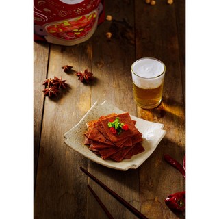 【玖食柒食堂】原味、辣味川式油滷系列_油滷櫻桃鴨翅、油滷鴨舌、油滷花生、油滷薄豆干、油滷鳳爪；嘴饞必備品, 1個, 香辣薄豆干