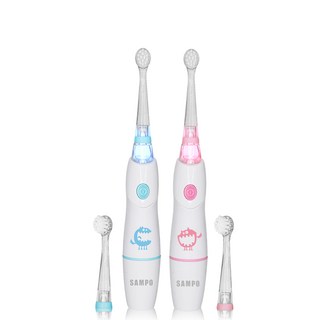 SAMPO聲寶 幼童彩光音波震動牙刷 TB-Z1806CL, 1個, 粉紅色+粉藍色, 粉藍色 粉紅色, 1806B+R