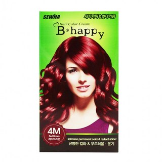 CB 고급 비해피칼라크림-레드브라운 4M 염색약 오징어먹물 비해피 새치머리 멋내기 K뷰티 MZ 유행 K드라마 연예인 한국 스타일 미용 추천, 1개