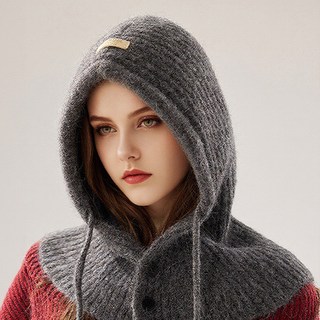 推薦抗寒-40度北海道防寒帽大頭圍巴拉克拉法帽子女秋冬新款針織連帽圍脖一體保暖護耳毛線帽雪地旅行必備