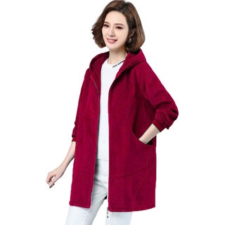 ROYALBELLE 50-60대 여성 코듀로이 후드 코트 벨벳 점퍼 엄마옷 마담옷 빅사이즈 V32802