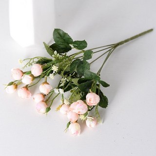 大促特惠 仿真花花藝園藝插花居家裝飾仿真玫瑰花苞把束仿真花婚慶裝飾假花人造花絹花 JGWA469, 香檳, 1個