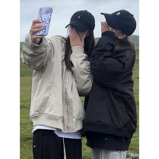 【臺灣出貨 】 vintage美式高街飛行服外套女春秋設計感小衆棒球服寬鬆夾克上衣