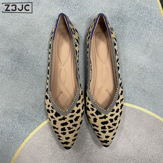 Z3JC 108圖志鞋廠經典王妃鞋尖頭淺口平底單鞋女飛織多色大碼41-43船鞋