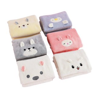 可愛動物刺繡兒童浴巾 洗澡沙灘用巾 吸水柔軟披毯擦發擦身用毛巾, 灰色柴犬,70*140, 1個