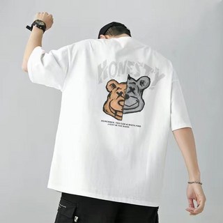 日系夏季新款男士短袖T恤 美式復古潮牌寬鬆情侶體恤衫