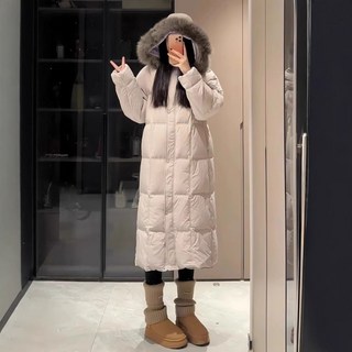 熱賣優選推薦保暖抗寒-30度北海道玩雪必備羽絨服女2025年新款冬季狐狸大毛領時尚長款過膝加厚白鴨絨羽絨服