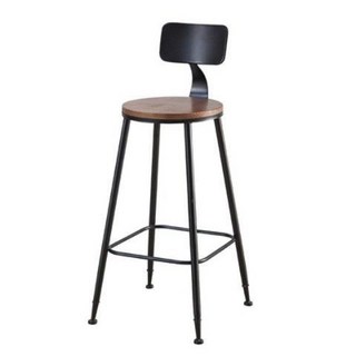 鐵藝實木吧檯桌：家用靠牆長條高腳桌，適用奶茶店咖啡酒吧陽臺，節省空間設計, 帶靠背圓椅木面*4把