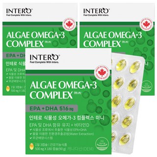인테로 미세조류 식물성 오메가3 90g, 180정, 3개