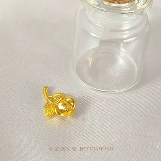 金宏總珠寶 9999純金玫瑰黃金金珠(附玻璃瓶) 小資存錢 黃金投資 儲蓄金 推薦禮物, 一顆 (0.03錢), 金色