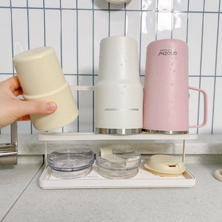 하이어데코 물빠짐 컵 건조대 트레이, 1개, 화이트 (사선), 2단