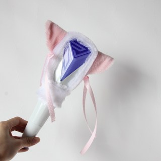 choyur 응원봉 귀여운 동물 귀 액세서리 팬 용품 아이돌 콘서트 BJJ001, 램프 세트(램프 제외), 핑크 고양이 귀(긴 털형)