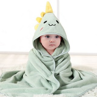 嬰兒動物造型連帽浴巾 - 台灣快速出貨珊瑚絨寶寶浴巾 / 斗篷, 1個, 最多人買 綠色恐龍, 綠色恐龍