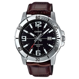 CASIO 卡西歐 男款指針皮革手錶 MTP-VD01L-1B