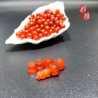 《彩雅寶石精品》紅玉髓 8mm 三通珠 三通佛頭 佛教七寶 紅瑪瑙 各類散珠系列滿100元出貨, 1個, 紅