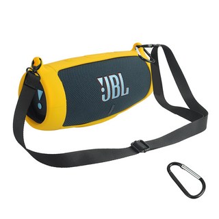 JBL 차지5 전용 실리콘 하우징 범퍼 케이스 + 어깨 스트랩 + 카라비너, YELLOW