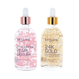 Spa Life Face Serum: 24K Gold Collagen Hydrating Hyaluronic Acid Serum 100 ml 3.7 oz - For Supple, 24k Gold + Hyaluronic Pearl, 100ml