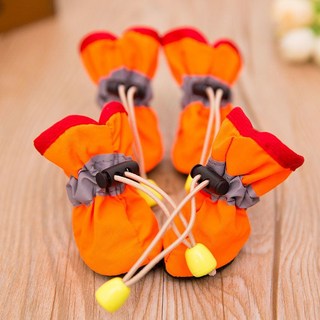 강아지 신발이 빠지지 않는 푸들 슈즈 세트 4마리 소형 발 커버 방수 애견 신발 레인 슈즈 사계절 공용, 1번 권장 1-2근