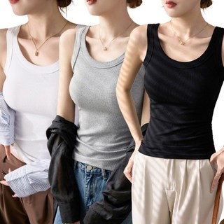 아모르주 여성 나시 4종세트 여자 골지 민소매 나시티 슬리브리스 이너 탱크탑