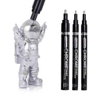 디와이툴즈 크롬 마카펜 / 미러도색 피규어 자동차 플라스틱 금속 전용 마커, 실버, 1개