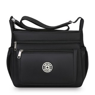 牛津布休閒斜挎包，大容量防水女士單肩包, 黑色,寬25高20厚11釐米