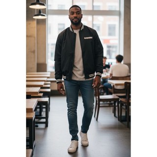 NFL 奧克蘭突擊者 Oakland Raiders 官方風衣教練外套 SZ M