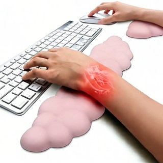 LXU 구름 키보드 마우스 손목받침대 세트 논슬립 팜레스트 손목보호대, 1개, 핑크