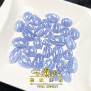 藝釩珠寶 藍紋瑪瑙蛋面橢圓&水滴半寶石, 1個, 橢圓16x21mm