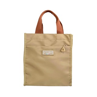 UP101 多功能防水手提袋 拉鍊便當袋 媽媽包 尼龍防潑水手提包, 1個, 卡其色(U0905P)-內有水杯位