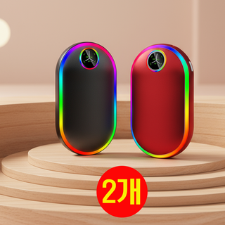 머레이 충전식 휴대용 손난로 보조배터리 레인보우 미니 전기 손난로 10000mAh 최대 10시간 사용 핸드워머 1+1, 레드+블랙