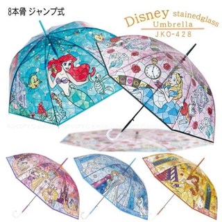 Disney 聯名 8本骨 透明長傘 JKO-428 彩繪玻璃風格