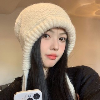 韓版復古撞色巴拉克拉法帽女秋冬護耳包包帽大頭圍保暖披肩毛線帽