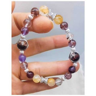 天然水晶手鍊 紅幽靈 紫幽靈 小樹膠花 招財 招貴人 助事業 提升人緣 增強靈感 提升運勢 手串 手鍊, 紅幽靈手串, 1個