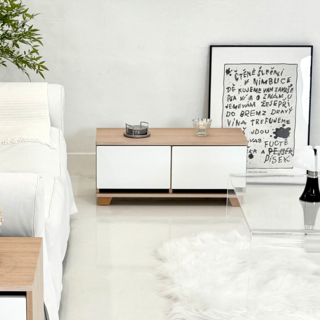 국내제작 완제품배송 윈썸 베이 800 TV 서랍 거실장, 메이플화이트