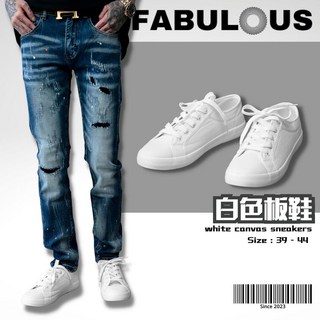 白色帆布板鞋 平底休閒帆布鞋 帆布白鞋 板鞋 帆布鞋男 小白鞋, 42適合US8.5腳穿(現貨)