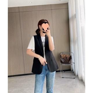 氣質西裝背心外套 夏季薄款 黑色M號