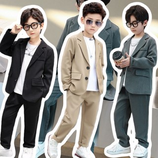 兒童西裝套裝 時尚剪裁男孩西服套裝，畢業典禮花童禮服首選，多尺寸男童西裝