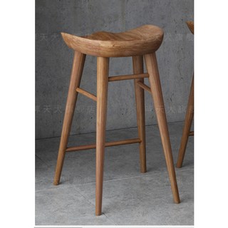 北歐原木吧椅 實木吧台椅 家用高腳凳 簡約風吧凳, 咖色 坐高55CM 主圖色, 1個