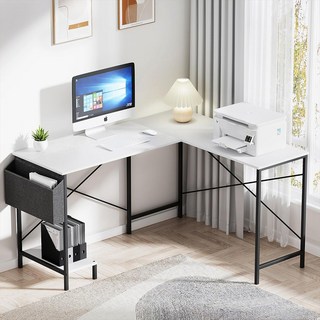 E家工廠 辦公桌 電腦桌 書桌 學生桌, 086-120公分L型轉角桌（白色）