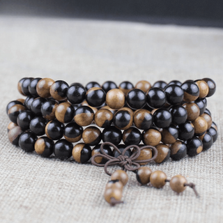 108염주 108배 소원성취 행운 불교목걸이 부적 합격 경면주사 행운팔찌, 8mm, 흑단음양목, 1개