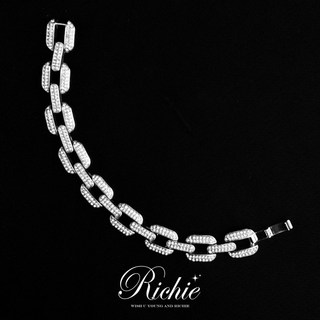 RichieJewelry瑞奇珠寶 牽繩滿鑽鋯石手鍊 嘻哈 美式 街頭 饒舌歌手