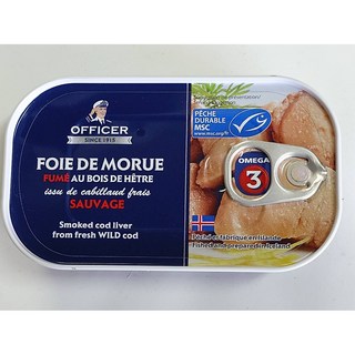 OFFICER 煙燻鱈魚嫩肝，冰島野生鱈魚肝，富含Omega-3，即食罐頭, 140g, 1個