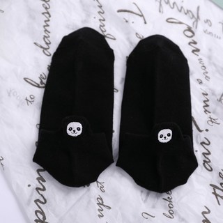萌系可愛熊貓刺繡船襪，後腳跟小圖案，黑白撞色多色可選，台灣出貨